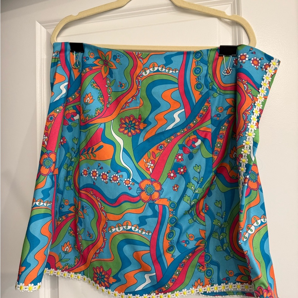 Smak Parlour 1X Retro Mod Floral Psychedelic Daisy Trim Skirt